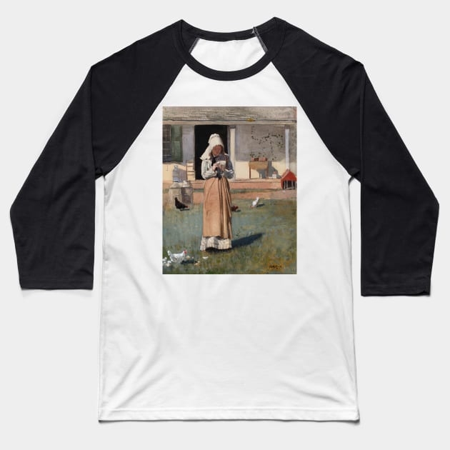 A Sick Chicken by Winslow Homer Baseball T-Shirt by Classic Art Stall